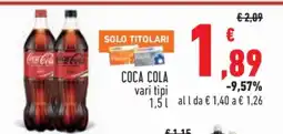 Conad COCA COLA vari tipi offerta