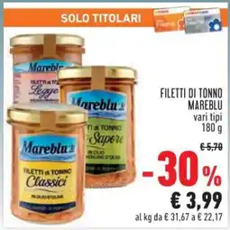 Conad FILETTI DI TONNO MAREBLU offerta