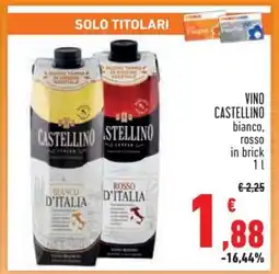 Conad VINO CASTELLINO bianco, rosso in brick 1 l offerta