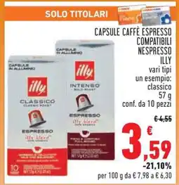 Conad Capsule Caffè Espresso Compatibili Nespresso Illy offerta