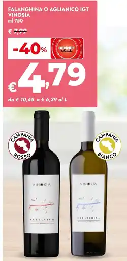 Bennet Vinosia falanghina o aglianico igt offerta