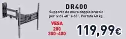 Unieuro Meliconi Supporto da muro doppio braccio per tv da 40" a 65". Portata 40 kg. offerta