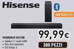 Unieuro Hisense soundbar HS2100 offerta