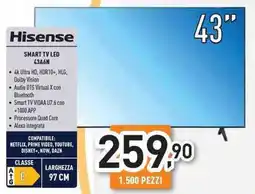 Unieuro Hisense SMART TV LED 43A6N offerta