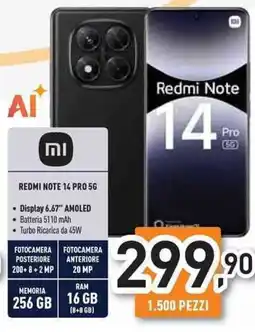 Unieuro Redmi NOTE 14 PRO 56 offerta