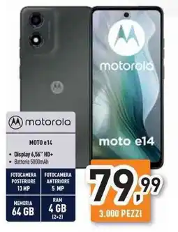 Unieuro motorola MOTO e 14 offerta