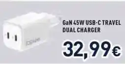 Unieuro ioplee GaN 45W USB-C TRAVEL DUAL CHARGER offerta