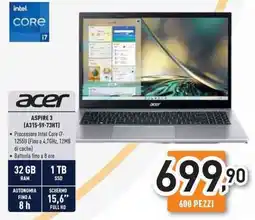 Unieuro acer ASPIRE 3 (A315-59-73HT) offerta