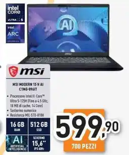 Unieuro MSI Modern 15 H AI CIMG-0961T offerta