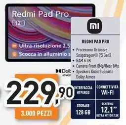 Unieuro Redmi pad pro offerta