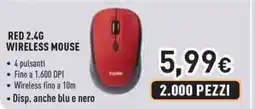 Unieuro Ioplee red 2.4G wireless mouse offerta