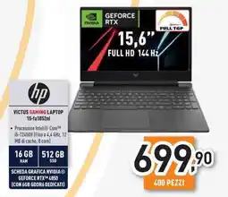 Unieuro Hp victus gaming laptop 15-fa1052nl offerta