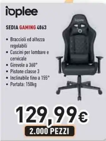Unieuro iOplee SEDIA GAMING 4063 offerta