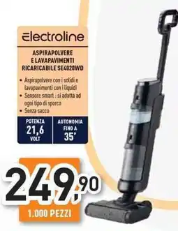 Unieuro Electroline aspirapolvere e lavapavimenti ricaricabile SE4020WD offerta