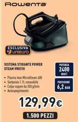 Unieuro Rowenta sistema stirante power steam VR8318 offerta