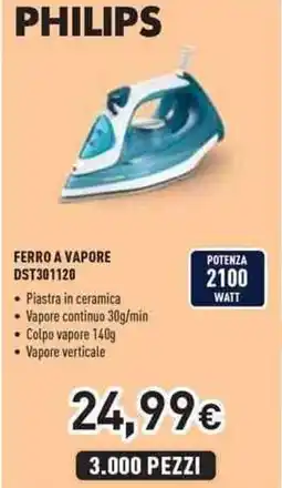 Unieuro Philips ferro a vapore DST301120 offerta