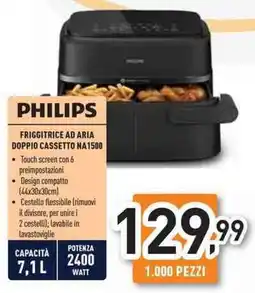Unieuro Philips friggitrice ad aria doppio cassetto NA1500 offerta