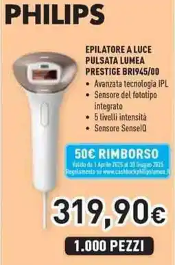 Unieuro Philips epilatore a luce pulsata lumea prestige BRI945/00 offerta