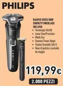 Unieuro Philips ras010 serie 5000 $5898/79 oneblade incluso offerta
