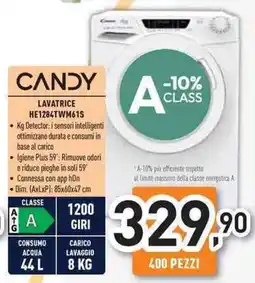 Unieuro Candy lavatrice HE1284TWM61S offerta