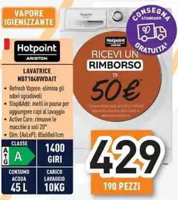 Unieuro Hotpoint lavatrice NBT1048WDAIT offerta