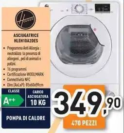 Unieuro Hoover asciugatrice HLEH10A2DES offerta