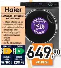 Unieuro Haier lavasciuga i-pro serie 7 HWD120B14979S offerta