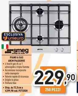 Unieuro Smeg piano a gas 60cm P64XGHUE offerta