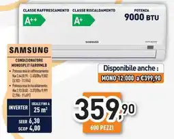 Unieuro Samsung condizionatore monosplit FAR09MLB offerta