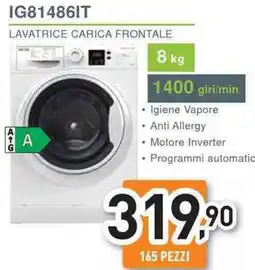 Unieuro Ignis lavatrice carica frontale offerta