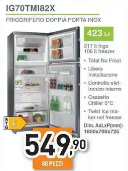 Unieuro Ignis frigorifero doppia porta inox offerta