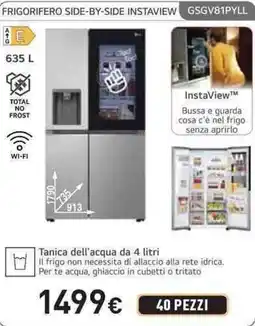 Unieuro LG Frigorifero side-by-side instaview GSGV81PYL offerta