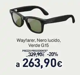 Unieuro Ray-Ban wayfarer, nero lucido, verde g15 offerta