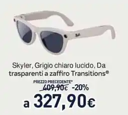 Unieuro Ray-Ban Skyler, Grigio chiaro lucido, Da trasparenti a zaffiro Transitions offerta