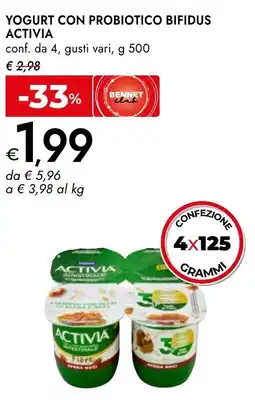 Bennet Activia yogurt con probiotico bifidus offerta