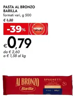 Bennet Barilla pasta al bronzo offerta