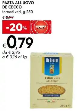 Bennet De cecco pasta all'uovo offerta