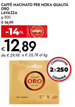 Bennet Lavazza caffè macinato per moka qualità oro offerta