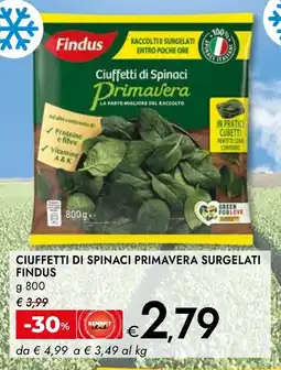 Bennet Findus ciuffetti di spinaci primavera surgelati offerta