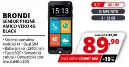 Comet Brondi senior phone amico vero 4g black offerta