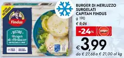 Bennet Capitan findus burger di merluzzo surgelati offerta