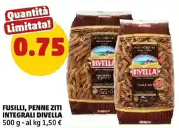 PENNY Divella fusilli, penne ziti integrali offerta