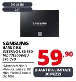 Comet SAMSUNG HARD DISK INTERNO USB SSD MZ-77E500B/EU 870 EVO offerta