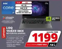 Comet Lenovo LOQ 15IRX9 08IX NOTEBOOK GAMING offerta
