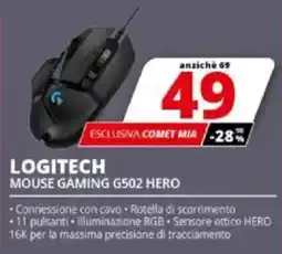 Comet LOGITECH MOUSE GAMING G502 HERO offerta