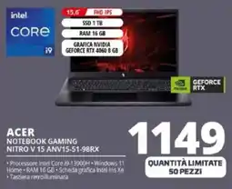 Comet ACER NOTEBOOK GAMING NITRO V 15 ANV15-51-98RX offerta