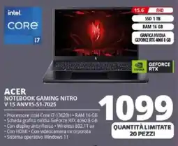 Comet ACER NOTEBOOK GAMING NITRO V 15 ANV15-51-7025 offerta