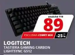Comet LOGITECH TASTIERA GAMING CARBON LIGHTSYNC G512 offerta
