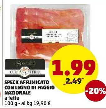 PENNY Speck affumicato con legno di faggio nazionale 100 g offerta