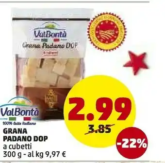 PENNY Val bontà - grana padano grattugiato fresco dop offerta